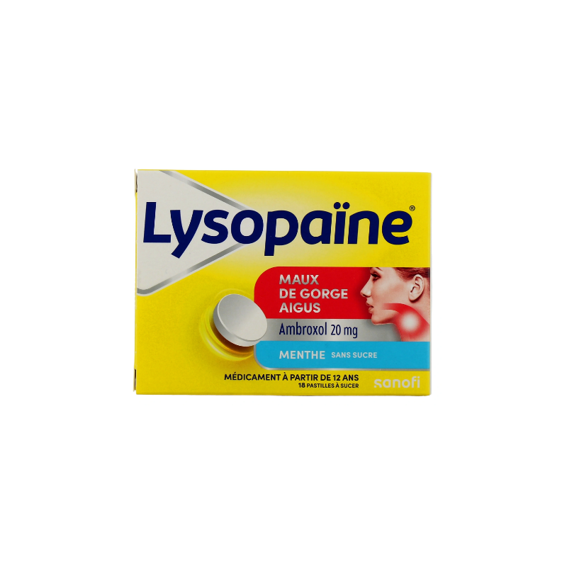 Lysopain - Ambroxol 20 mg - Acute Sore Throat - Sanofi - 18 Lozenges
