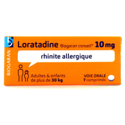 Loratadine 10mg, Rhinite allergique, 7 Comprimés Biogaran Conseil