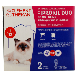 Fiprokil Duo - Chats de 1 à 6  kg - Clément Thékan - 2 Pipettes
