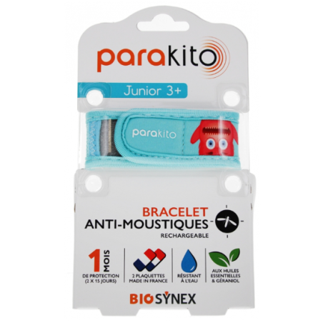 Bracelet Enfant +3 ans - Anti Moustiques - Parakito - 1 Bracelet - 2 Recharges