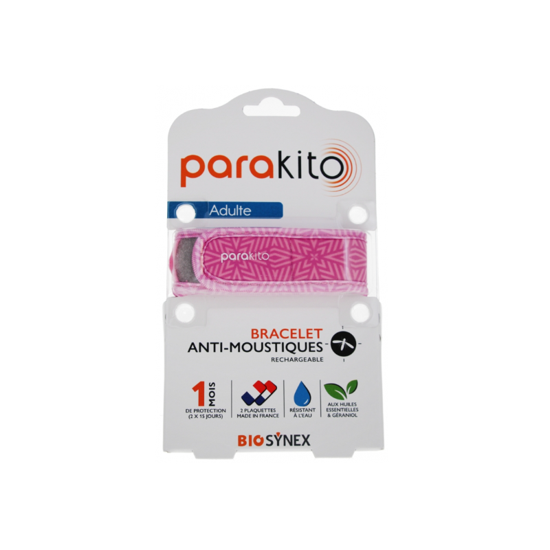  Bracelet Adulte  - Anti-Moustique - Parakito - 1 Bracelet - 2 Recharges - Parakito