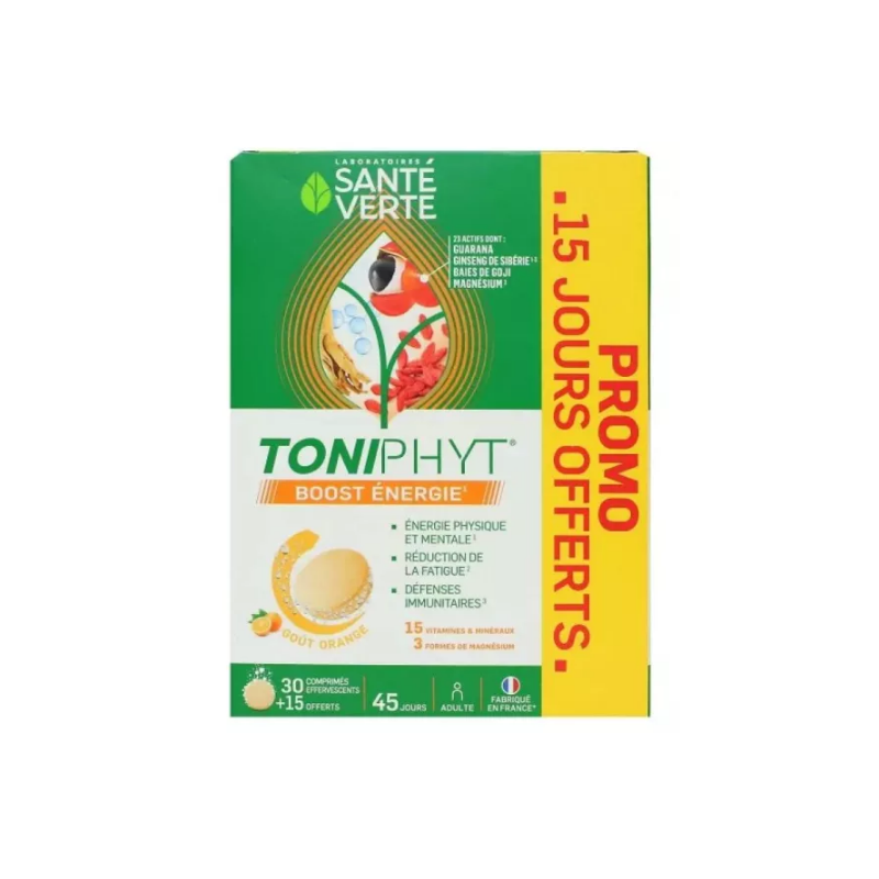 Toniphyt Boost - Le Tonus Booster - Green Health - 45 effervescent tablets Sante verte