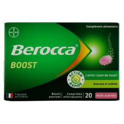 BeroccaBoost Guarana & Vitamine C Anti Coup de Pompe, 20 Comprimés effervescents