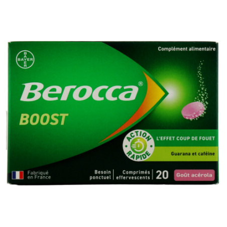 BeroccaBoost Guarana & Vitamine C Anti Coup de Pompe, 20 Comprimés effervescents