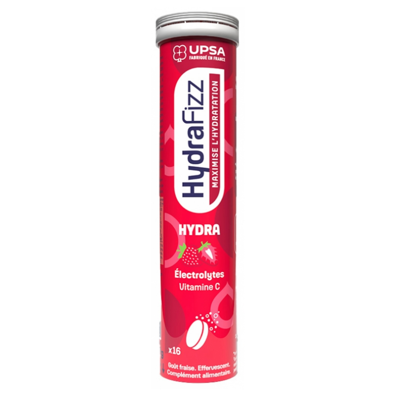 HydraFizz - Hydra - Goût Fraise - UPSA - 16 Pastilles Effervescents