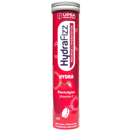 HydraFizz - Hydra - Goût Fraise - UPSA - 16 Pastilles Effervescents