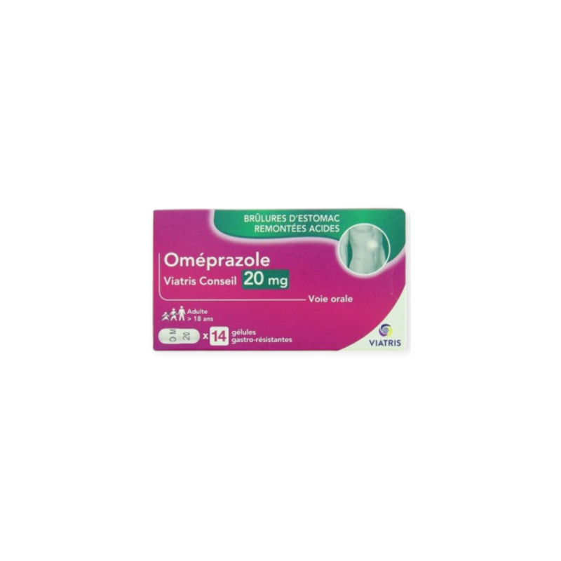 Omeprazole 20mg - Heartburn - Acid Reflux - Viatris - 14 capsules