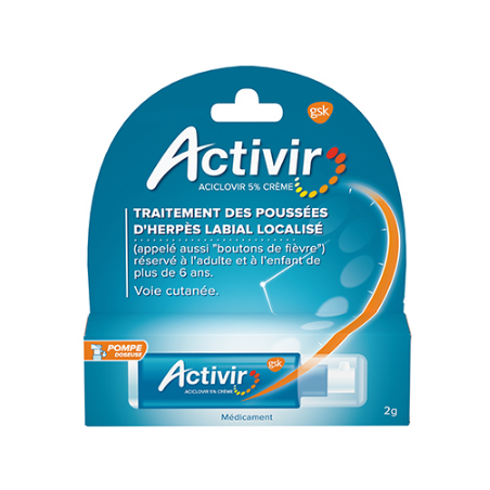 Activir 5% - A l'Aciclovir - Bouton De Fièvre - Pompe Doseuse 2g