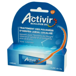Activir, Aciclovir 5%, Sores, 2g tube of cream