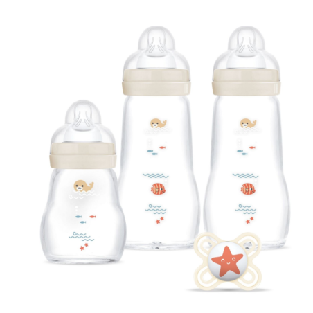 Birth Kit - Glass Baby Bottles + Pacifier - Mon Premier MAM Mam