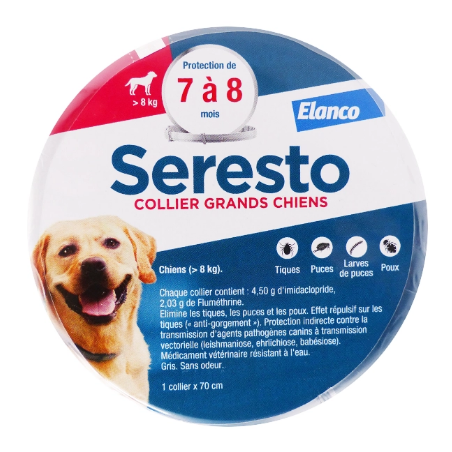 Seresto - Anti puce - Grands chiens - Plus de 8 kg - 1 collier