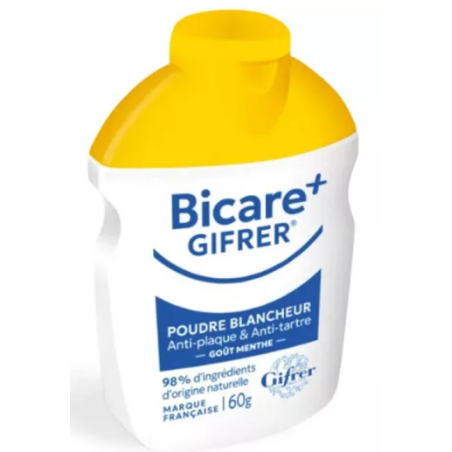 Poudre Blanchissante - Anti-plaque - Bicarbonate De Sodium - Bicare Gifrer plus - 60 G