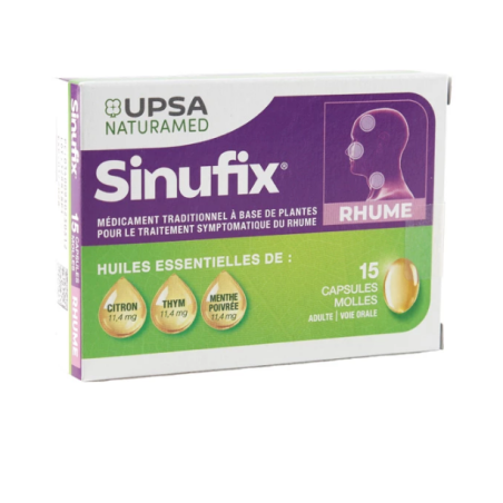 Sinufix Rhume - Aux Huiles Essentielles - Upsa - 15 Capsules Molles