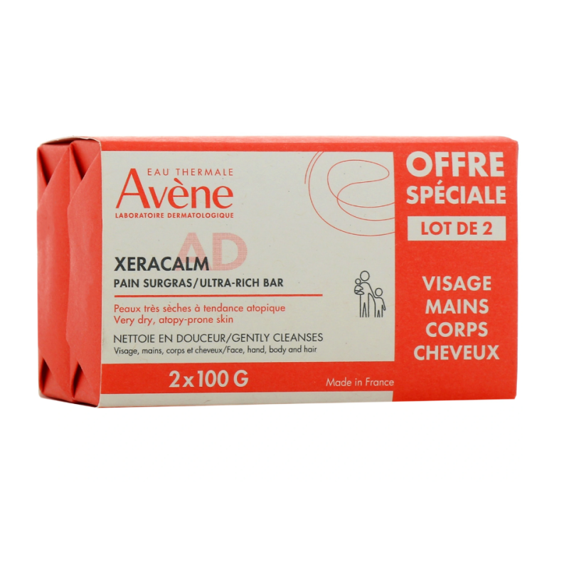 Pain Nettoyant Surgras - Xeracalm A.D - Avène - 2 X 100 g