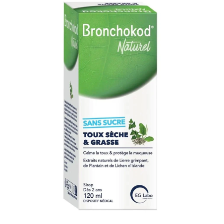 Bronchokod Natural From 2 Years Old Sugar-Free - Dry & Wet Cough - EG Labo - 120 ml