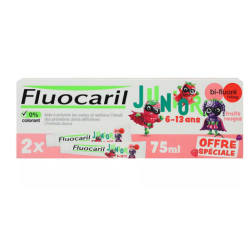 Dentifrice Enfant Junior 6-12 Ans Fruits Rouges Fluocaril, 2 x 75 ml
