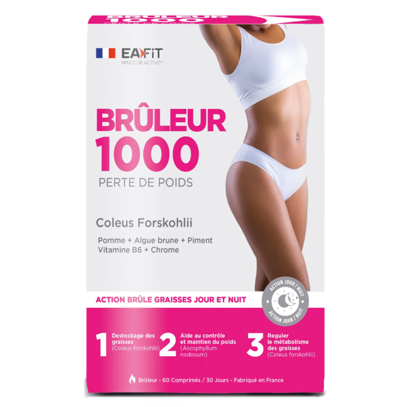 Brûleur 1000 - Action Brûle Graisses Jour & Nuit - Eafit - 60 Comprimés