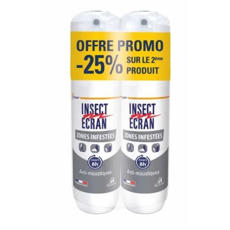 Lot Insect Ecran Zones Infestées - Répulsif Peau Adultes et Enfants - 2X100 ml (péremption 02/2026)