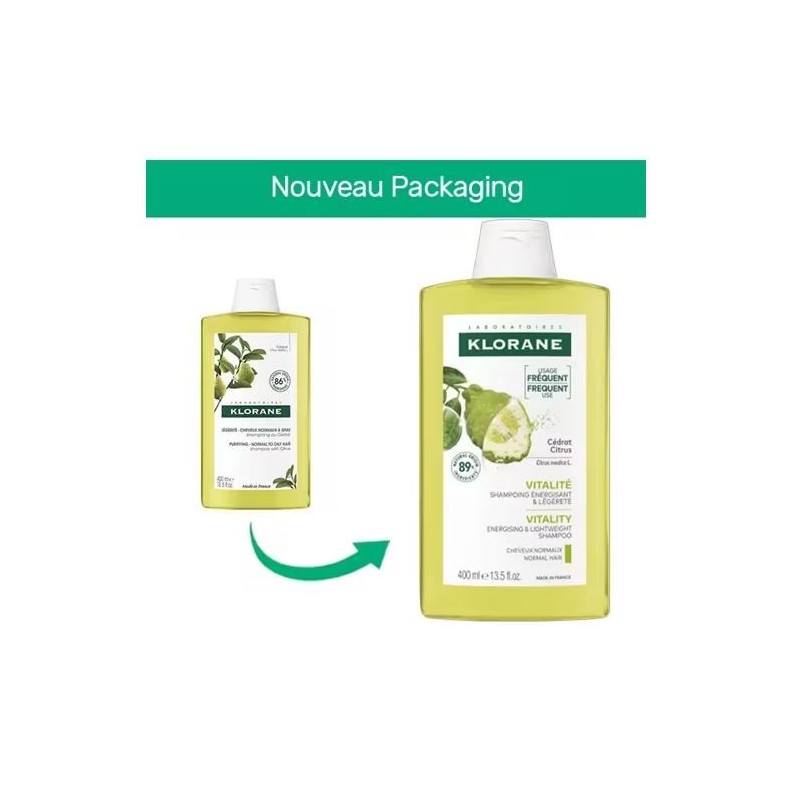 Shampooing à la Pulpe de Cédrat - Cheveux Gras - Klorane - 400 ml - Klorane