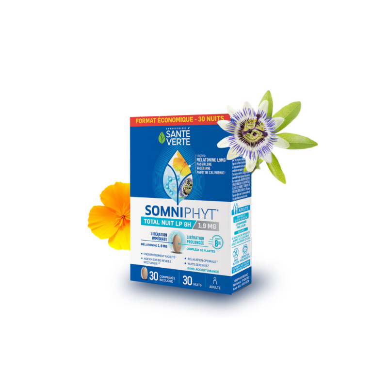 SomniPhyt Total Nuit 1,9 mg - Mélatonine - 30 Comprimés