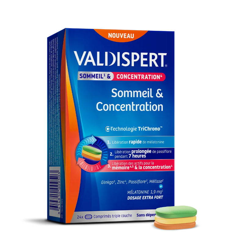 Valdispert - Sommeil & Concentration - 24 Comprimés Triple Couche