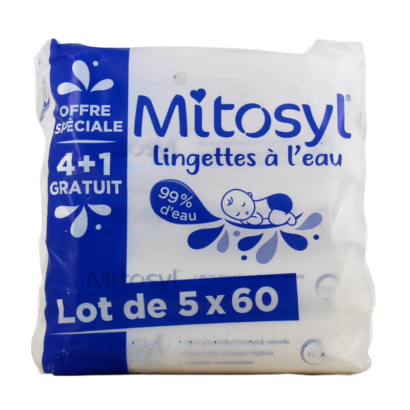 Lingettes à L'eau - Mitosyl -Pack Eco - 5x60 lingettes