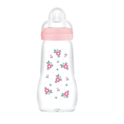 Biberon de Verre MAM - Motifs Forêt Rose - 260ml