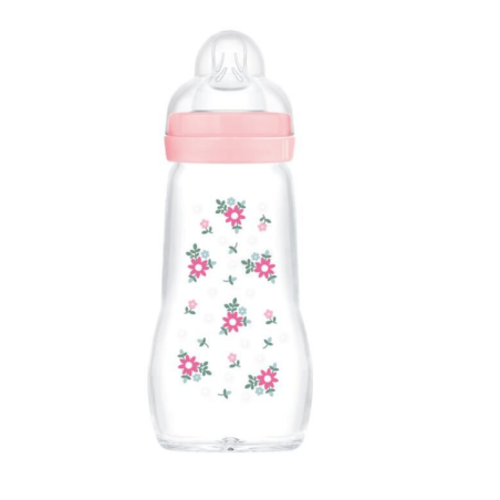 Biberon de Verre MAM - Motifs Forêt Rose - 260ml
