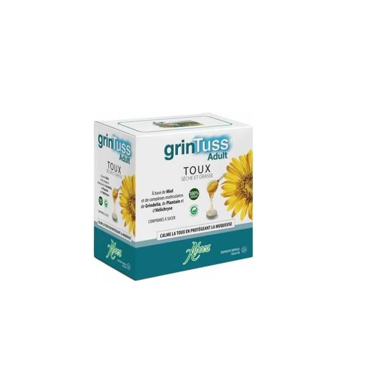 Cough Dry and Fat - Plant & Honey Complex - GrinTuss Adult- 20 Tablets A Suck