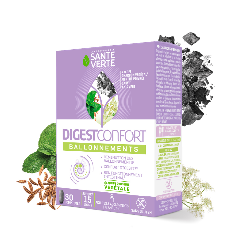 DigestConfort Ballonements - Santé Verte - 30 Comprimés