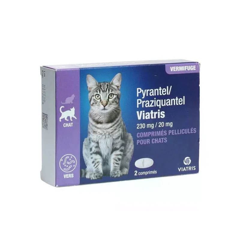 Cat Deworming Treatment - Pyrantel/Praziquantel - 230mg/20mg - Viatris - 2 Tablets
