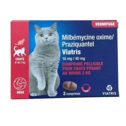 Cat Deworming Treatment - Milbemycin Oxime/Praziquantel - 16mg/40mg - Viatris - 2 Tablets