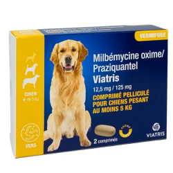 Dog Deworming Treatment - Milbemycin Oxime/Praziquantel - 212.5mg/125mg - Viatris - 2 Tablets