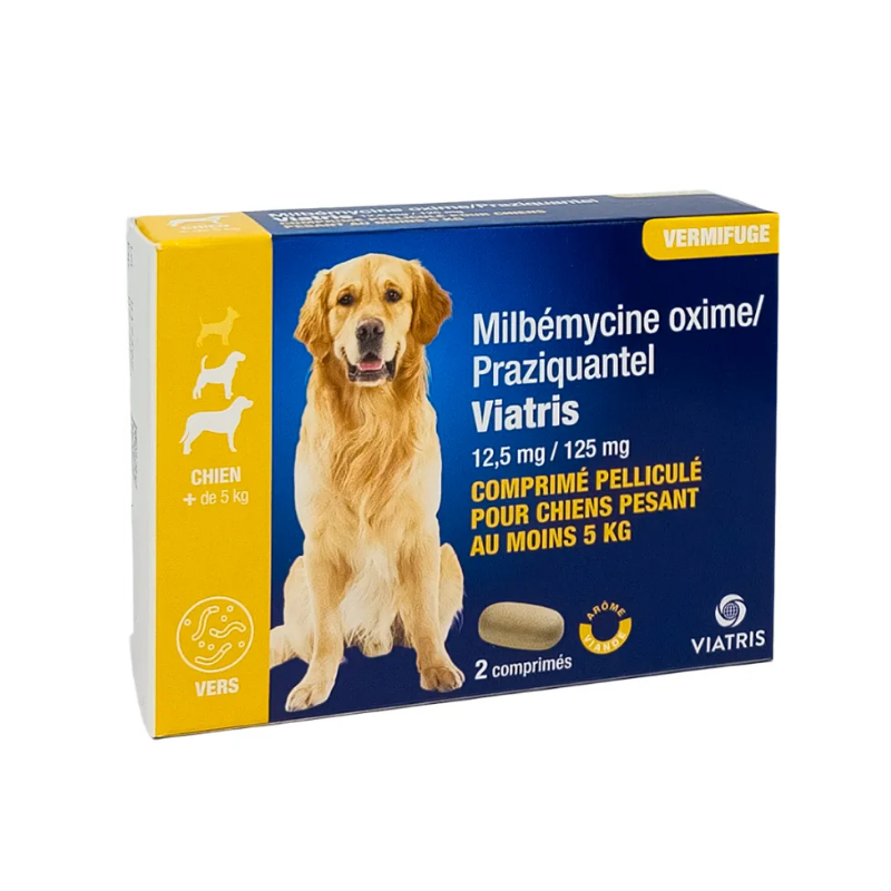 Dog Deworming Treatment - Milbemycin Oxime/Praziquantel - 212.5mg/125mg - Viatris - 2 Tablets