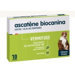  Ascatène - Vermifuge Chiens et Chats - Plus de 2 kg  - Boite De 10 Comprimés - Biocanina
