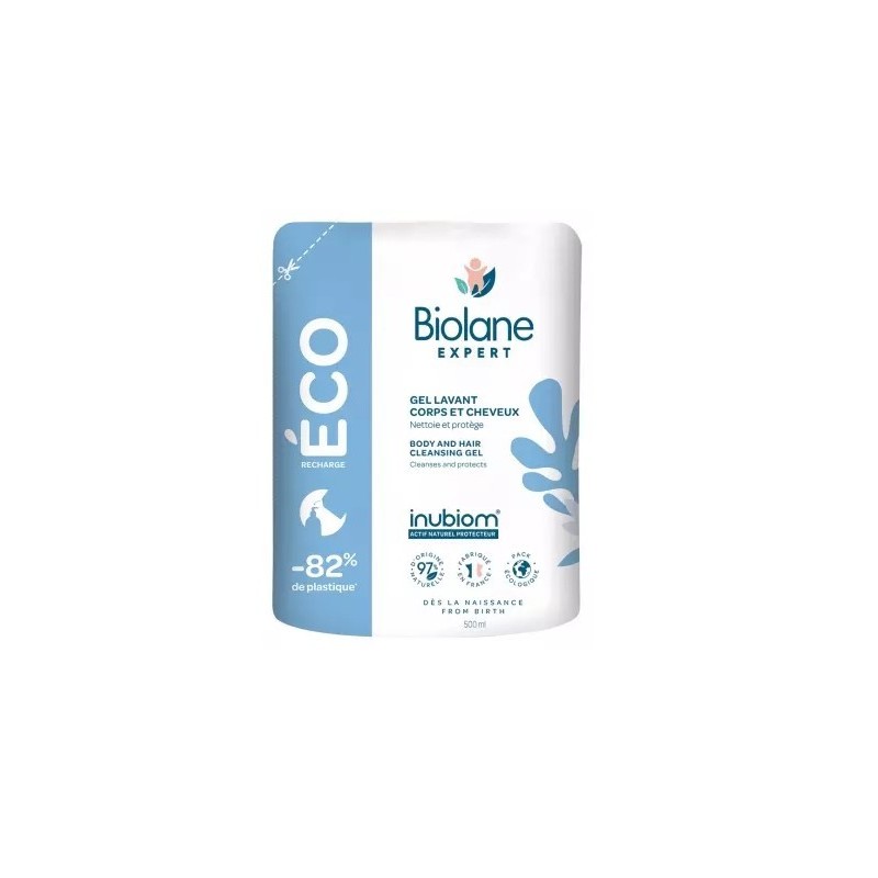 Gel Lavant Corps et Cheveux - Biolane Expert - Eco-Recharge 500 ml