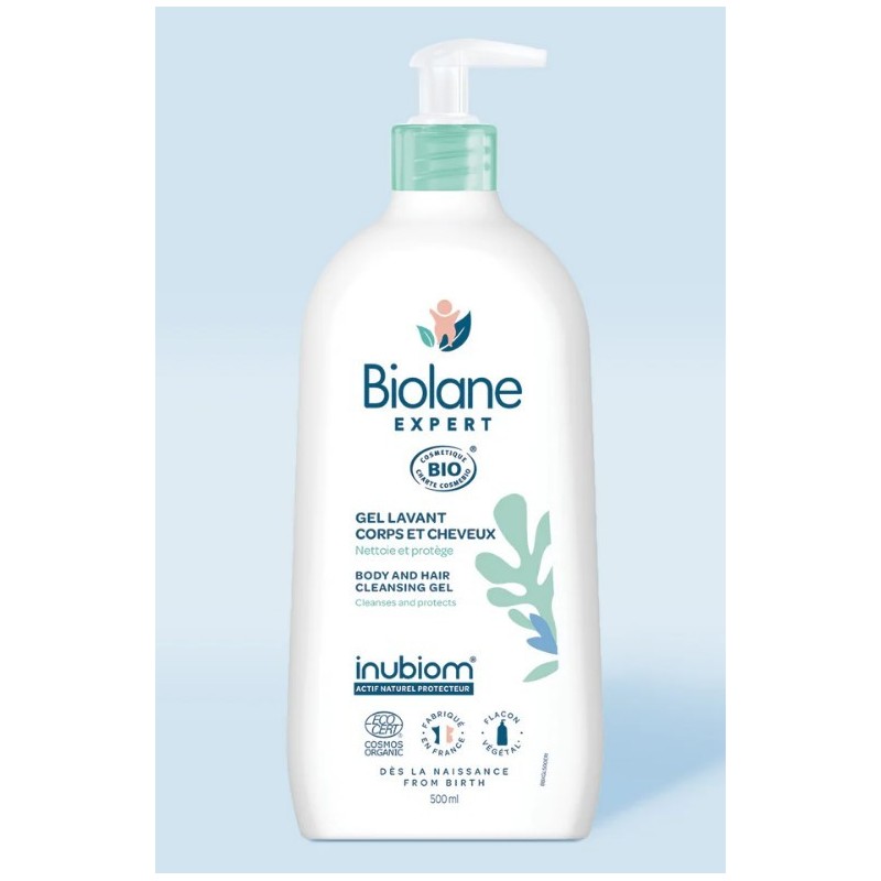 Gel Lavant Doux  Corps et Cheveux BIO - Biolane Expert - 500 ml