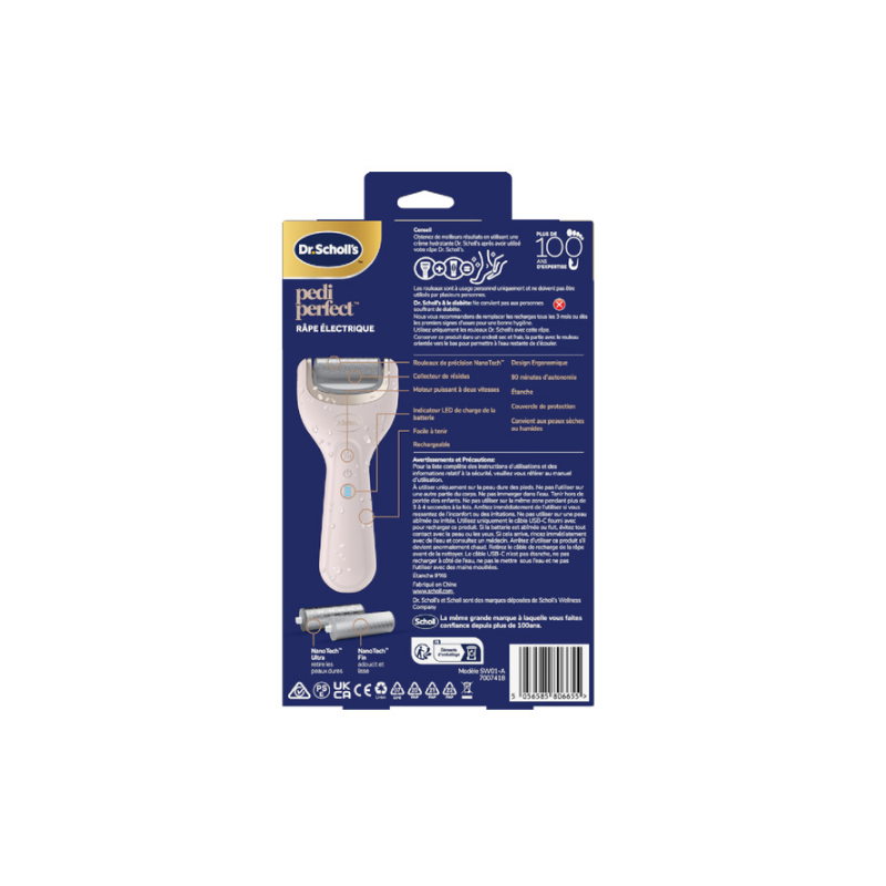 Pedi Perfect - Râpe Electrique + 2 Recharges Nano Tech - Dr.Scholl's