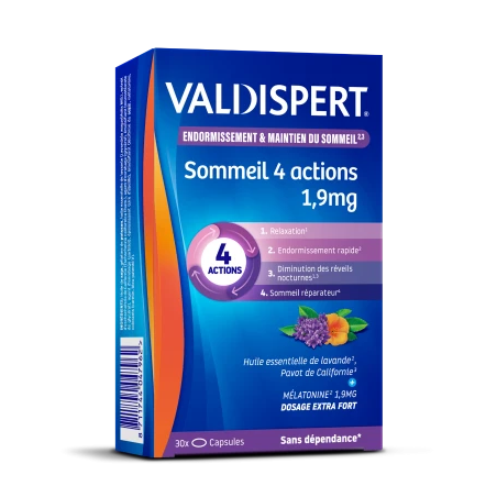 Valdispert Melatonin 1.9 mg - Sleep 4 Actions - 30 Capsules