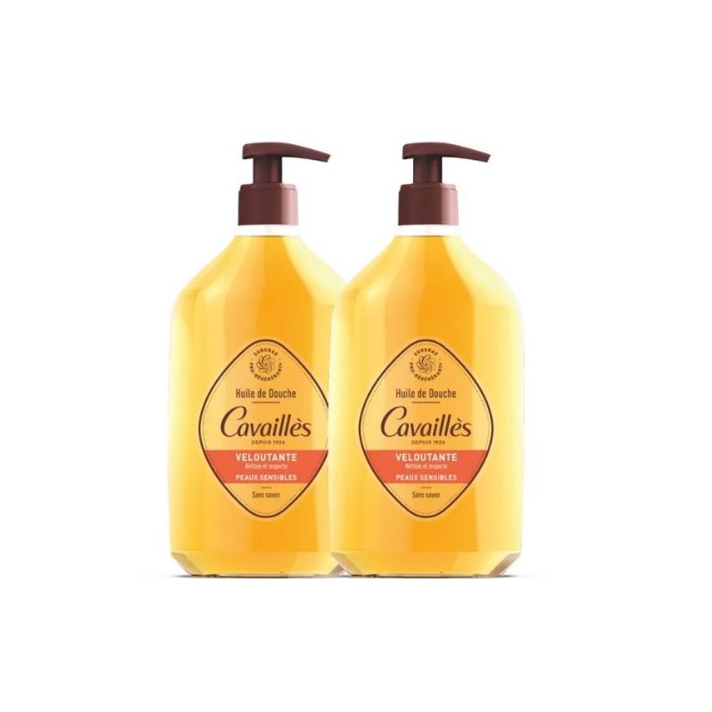 Huile de Douche Veloutante - Aux Huiles d'Argan & d'Amande Bio - Rogé Cavaillès - Lot de 2 x 750 ml