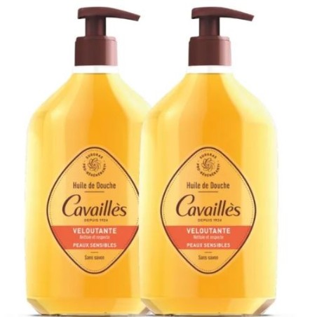 Velvety Shower Oil - With Organic Argan & Almond Oils - Rogé Cavaillès - Pack of 2 x 750 ml