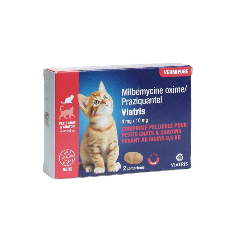 Cat Deworming Treatment - Milbemycin Oxime/Praziquantel - 4mg/10mg - Viatris - 2 Tablets