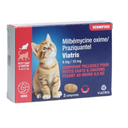 Vermifuge Chat - Milbémycine oxime/Praziquantel - 4mg/10mg - Viatris - 2 Comprimés