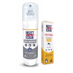 Insect Ecran Zones Infestées  - Répulsif + Gel Apaisant - Après-piqûres -Peau Adultes et Enfants - 100 ml - Insect écran