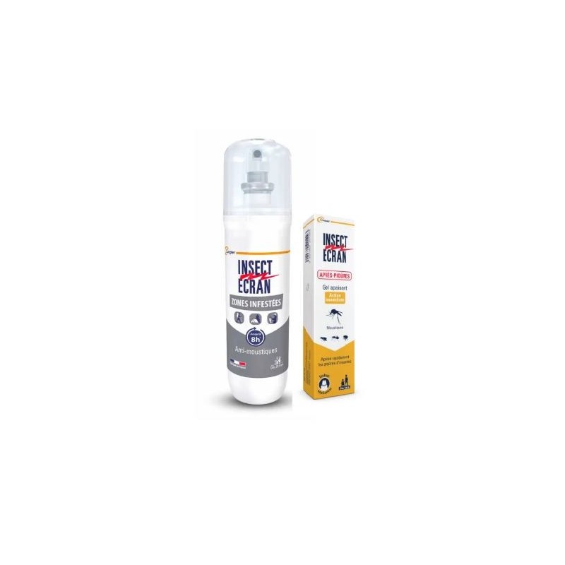 Insect Ecran Zones Infestées  - Répulsif + Gel Apaisant - Après-piqûres -Peau Adultes et Enfants - 100 ml - Insect écran