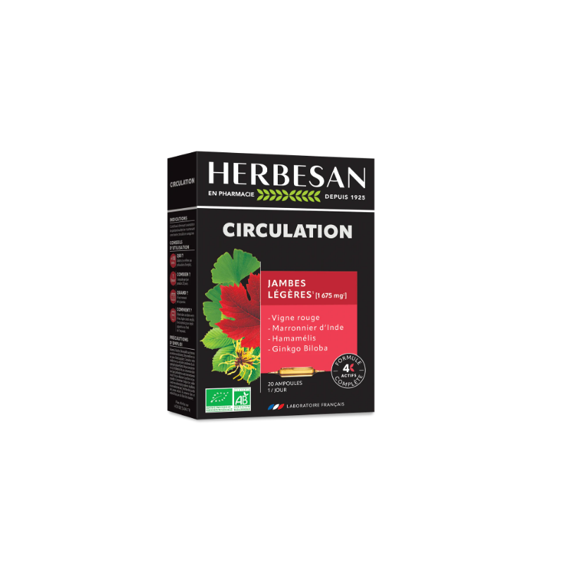 Herbesan Circulation - Jambes Légères - 20 Ampoules