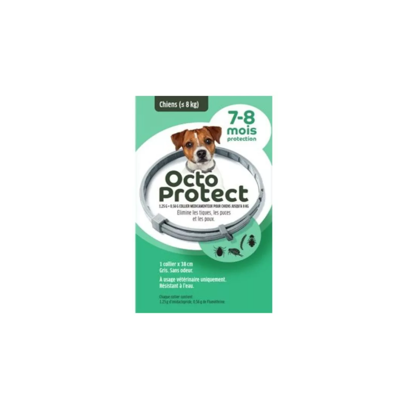 Collier OctoProtect - Petits Chiens - Tiques & Puces - Elanco - 1 collier 38cm