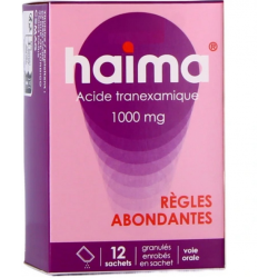 Haima - Acide Tranexamique 1000 mg - Règles Abondantes - 12 Sachets