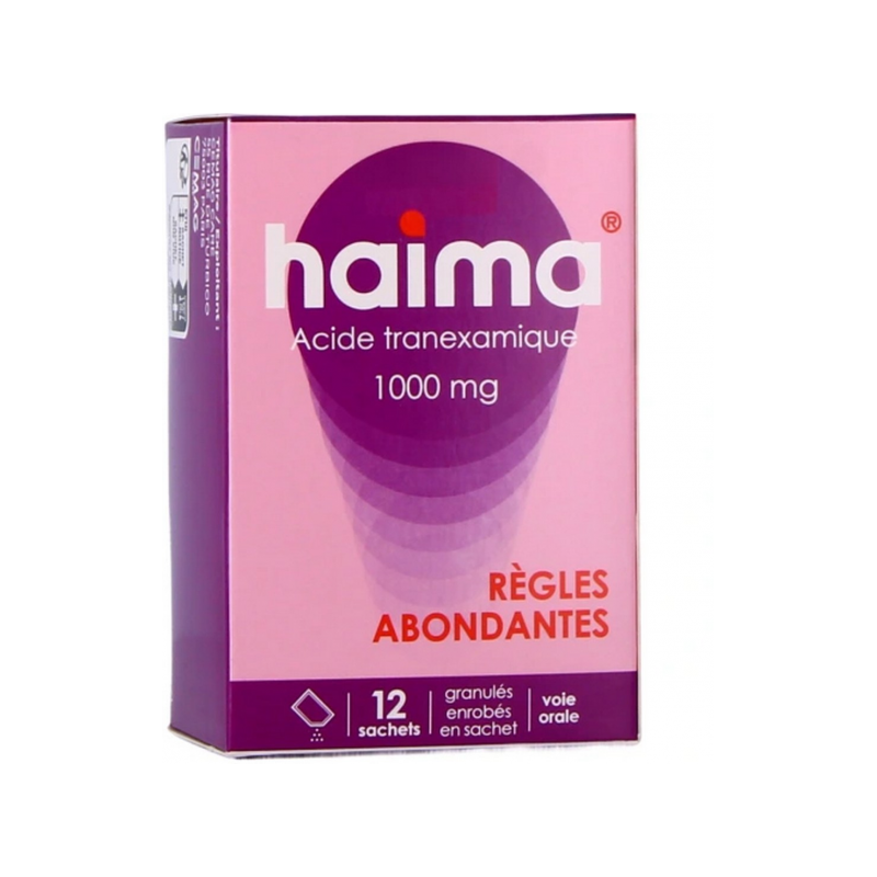 Haima - Acide Tranexamique 1000 mg - Règles Abondantes - 12 Sachets
