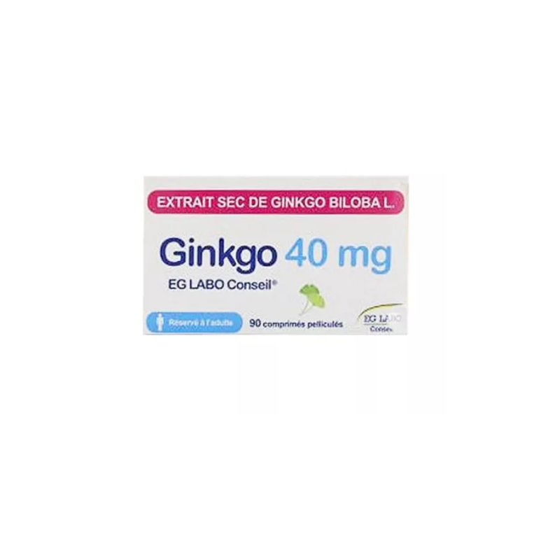 Ginkgo 40 mg - Troubles de la Mémoire - EG Labo - 90 comprimés